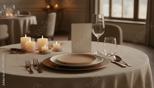 Warm and cozy dining table setting with soft natural light. Perfect for home lifestyle, interior design, and dining concept