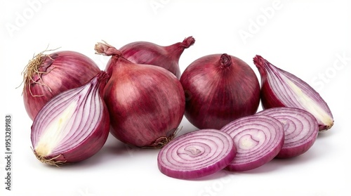 Red onions sliced and whole.