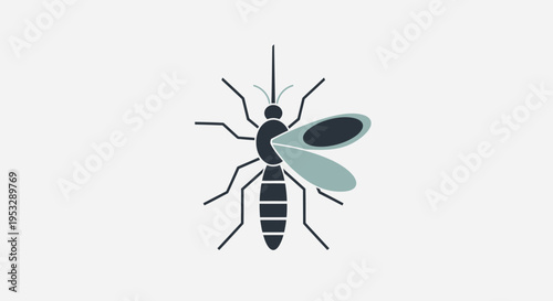 Minimalist vector illustration of a mosquito insect, designed as a simple graphic icon to represent common flying pests, disease vectors, or summertime nuisances in various design projects