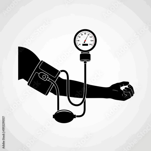 Blood pressure measurement with sphygmomanometer.