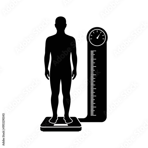 Man standing on a body weight scale.