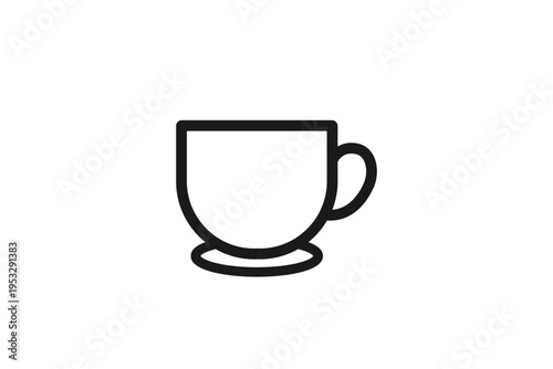 ソーサー付きカップの線画アイコン喫茶用途