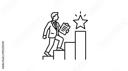Business Person Climbing Steps Towards a Goal