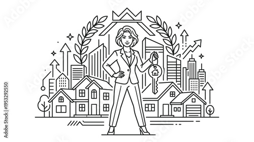 Confident Real Estate Agent Holding House Key