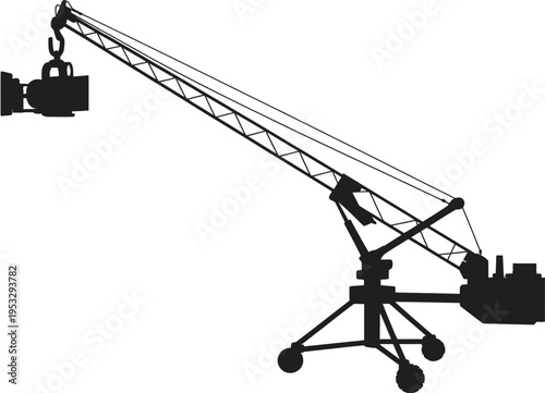 Heavy-duty crane mounted on a mobile platform for construction or industrial use isolated on white background, Vector, illustration