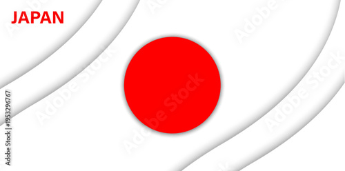 Paper cut national flag of Japan, vector red and white Japanese papercut banner. The iconic red circle Hinomaru symbolize the rising sun. Vector red and white flag for Japanese National Day event