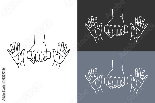 Collection of hands with raised palms.