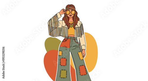 A woman in colorful clothing standing confidently.