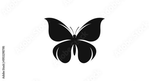 Black Butterfly Icon Graphic Design Element.