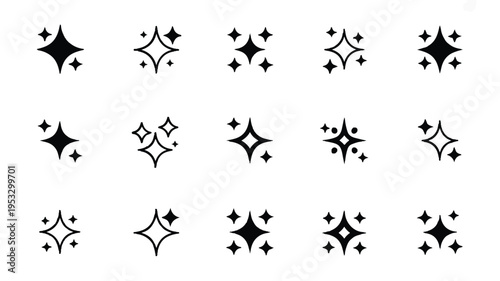 Collection of black starburst designs arranged in grid pattern