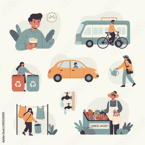 People engaging in daily activities outside.