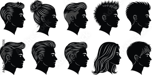 Black silhouette of two young girls playing in the sand with buckets and rakes, with a reflection in the water.