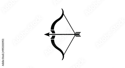 Simple black and white illustration of a bow and arrow design