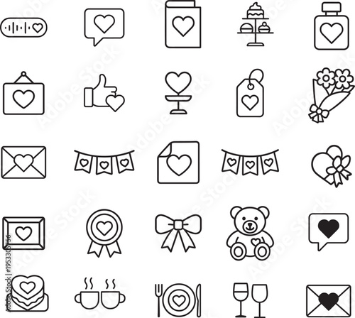 valentine love icon set
