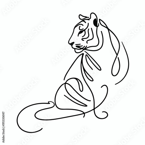elegant lion line art