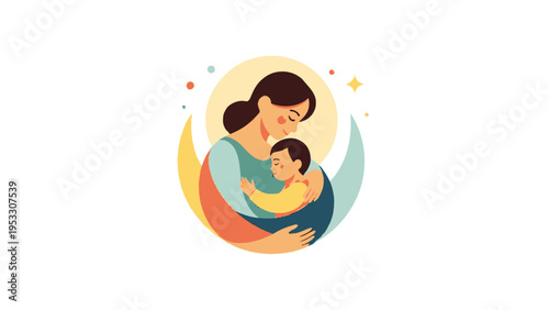 Mother Holding Baby in Her Arms.