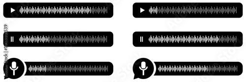 Audio player interface with sound waveform voice message and podcast controls