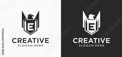 Modern Eagle Strength Logo Bundle, Powerful Bird Icon Collection Vector