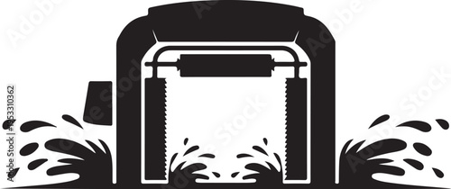 Black car wash tunnel with water spray car wash machine