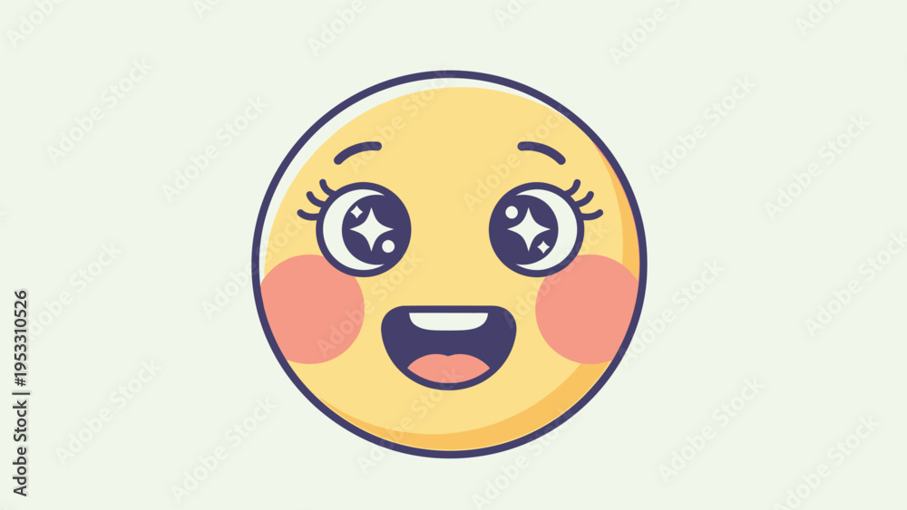 Fototapeta premium Yellow Emoji Face with Happy Expression.