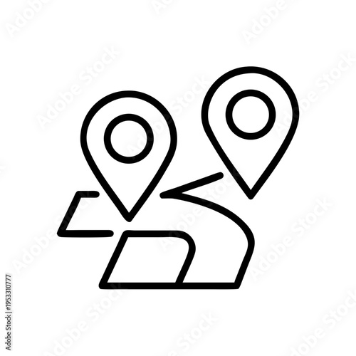 Free Download Two map pin location markers connected by solid road line for travel route planning - GFXLoad