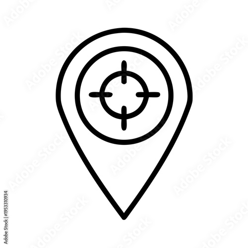 Map pin icon with target inside location marker for navigation destination finding place symbol vector