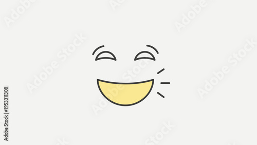 Yellow Smiling Face Simple Cartoon Illustration.