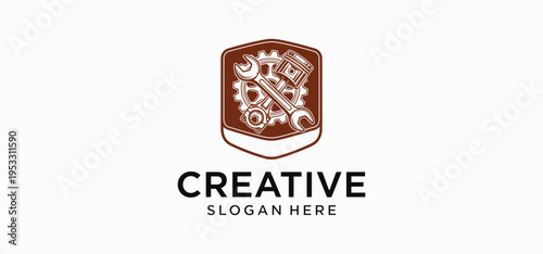 Modern Tech Garage Logo Bundle, Smart Automotive Mechanic Icon Collection Vector