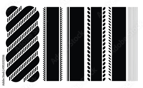 Black and White Abstract Patterns: Rope, Stripes, and Ovals