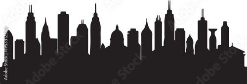 Black silhouette of a historic city skyline featuring a domed building and distinct architectural elements.