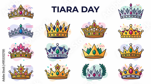 Collection of Royal Crowns and Tiaras for Tiara Day Celebration