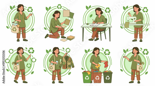 Eco-friendly lifestyle, recycling and sustainable fashion