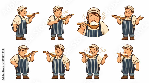 Happy Baker Tasting Delicious Dough on Spoon