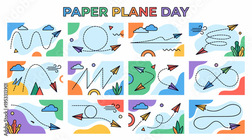 Paper Plane Day Collage - Flying Origami Aircrafts