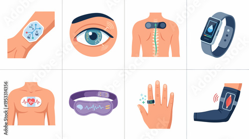 Wearable Health Tech Icons: Smart Devices for Wellness