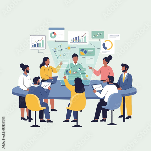 Business Team Discussing Strategy Around Table.