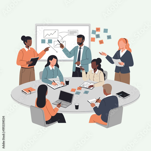 Business Team Meeting with Presentation.