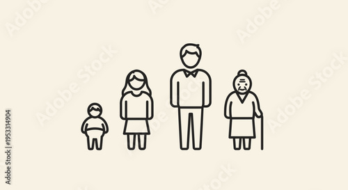 Simple line icon of a family.