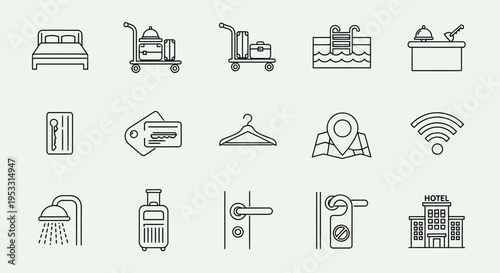 icons for hotel amenities and services.