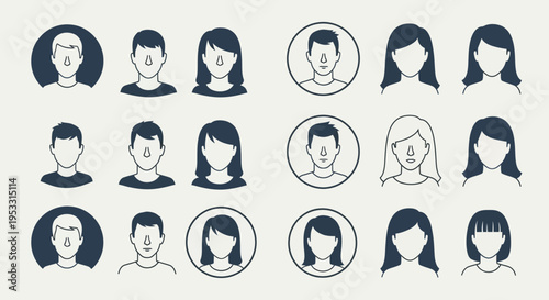 Collection of diverse human face icons.