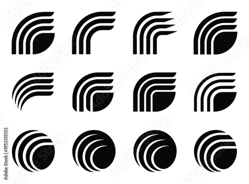 Collection of Abstract Black and White Geometric