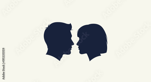 Silhouettes of a man and woman facing each other.