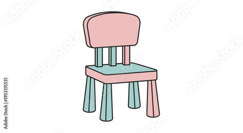 Simple Pastel Colored Chair Illustration.