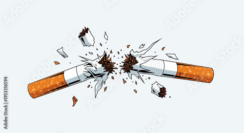 Cigarette Breaking Apart in Mid Air.