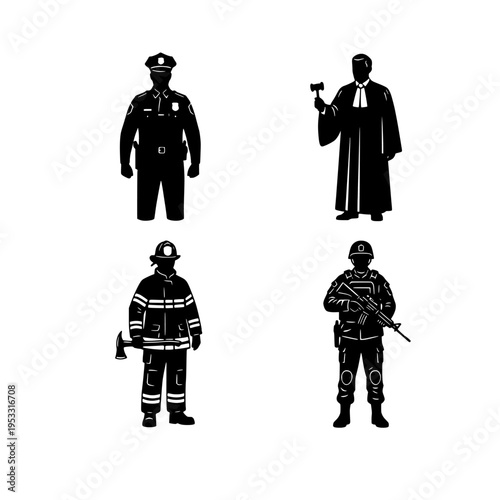 emergency responders and law enforcement officers vector illustration