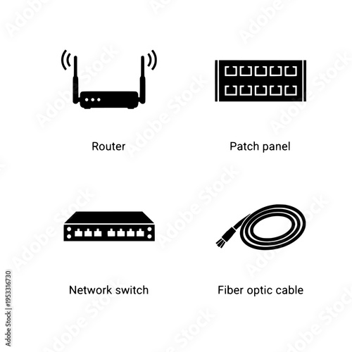 networking devices vector illustration, flat design