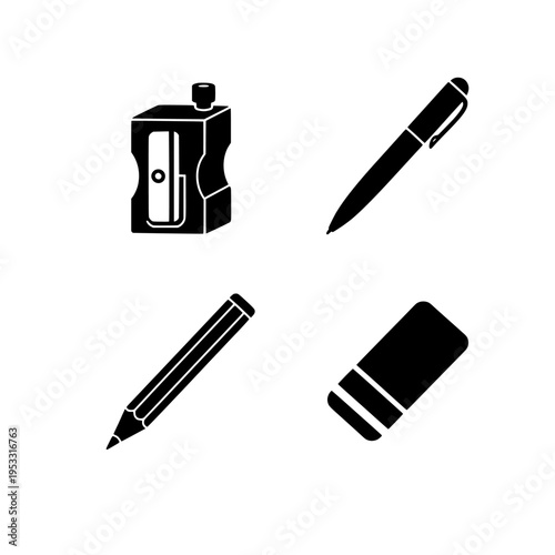 Stationery items vector illustration, flat design