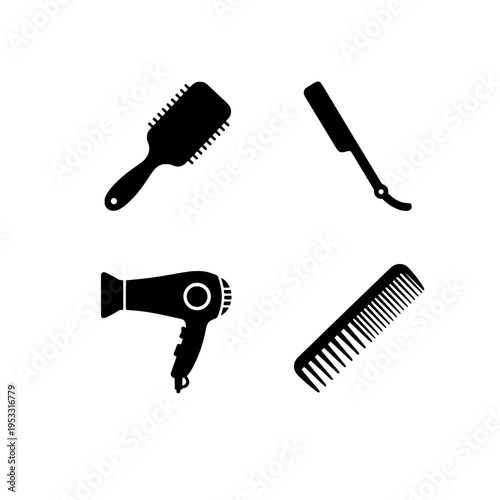 Hair styling tools vector illustration, flat design