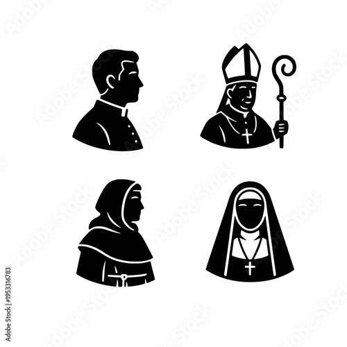four religious figures set flat design vector illustration