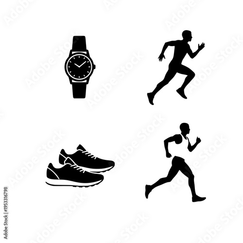 running accessories vector illustration with watch and sneakers